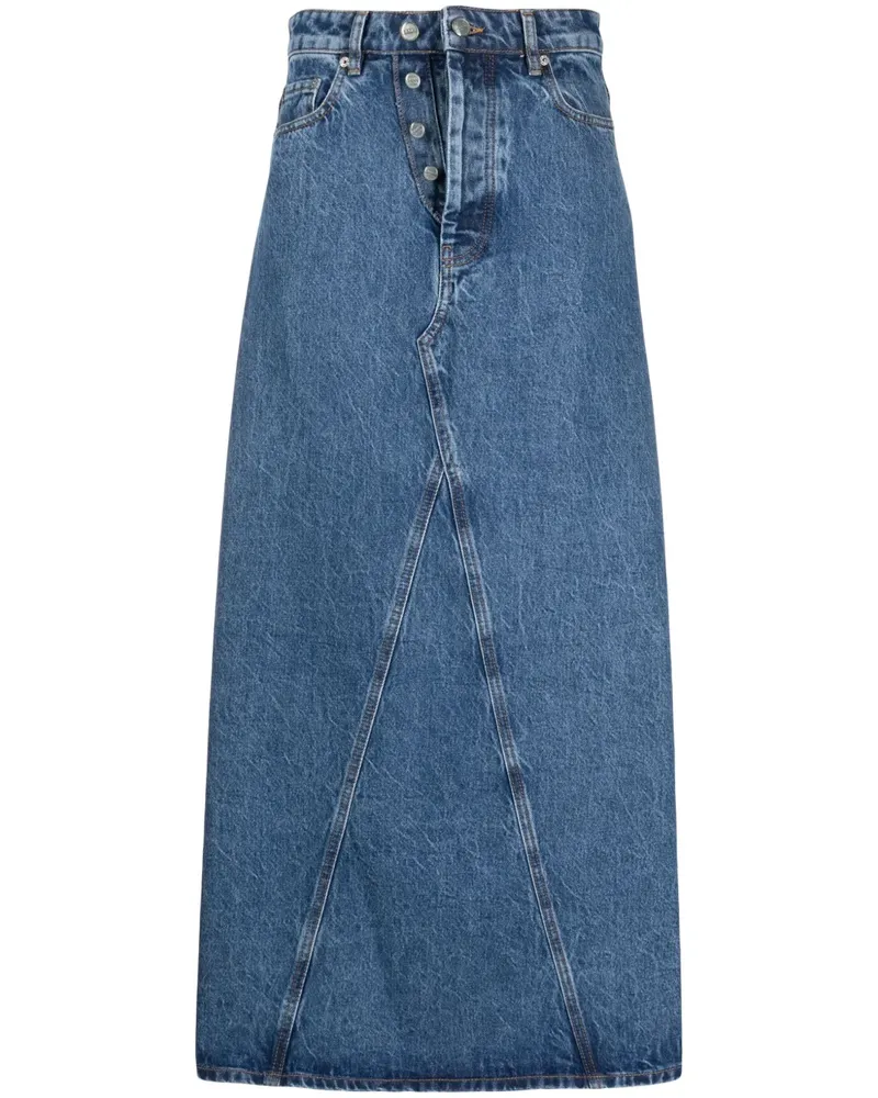 Ganni Jeans-Maxirock mit hohem Bund - Blau Blau