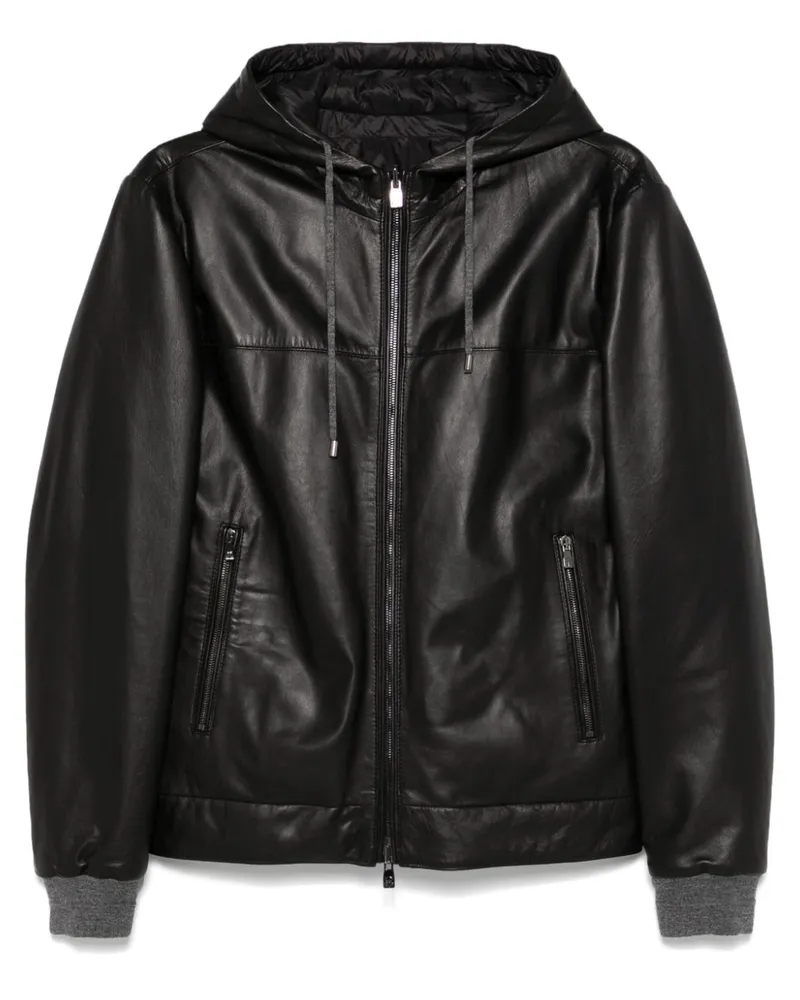 Corneliani Klassische Lederjacke - Schwarz Schwarz