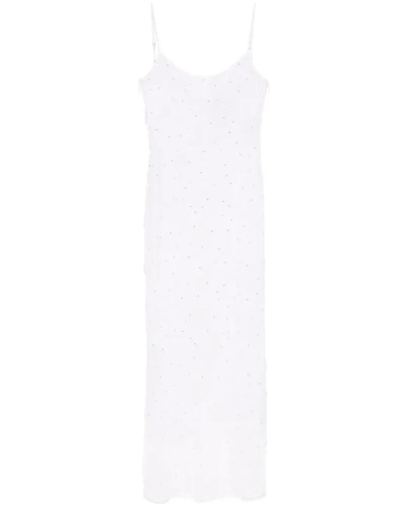Blumarine Maxikleid mit Perlenquaste - Weiß Weiß