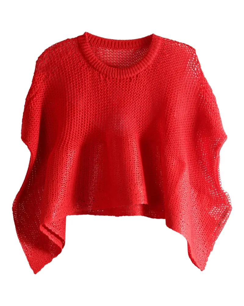 Issey Miyake IM58KN283 Oberteil mit rundem Ausschnitt - Rot Rot