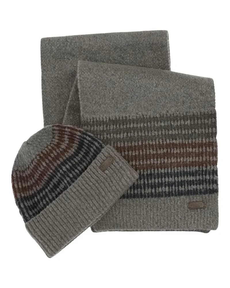 Barbour Set aus Beanie und Schal - Grau Grau
