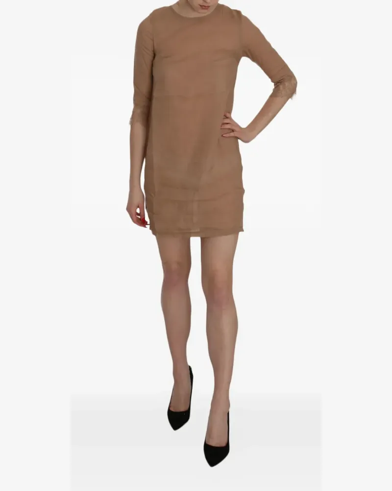 Pink Memories Chiffonkleid mit Spitzenborten - Nude Nude