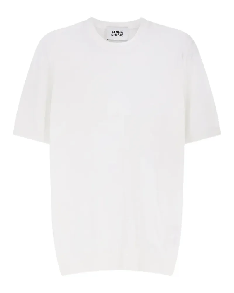 Alpha Studio short-sleeve ribbed-trim sweater - Weiß Weiß