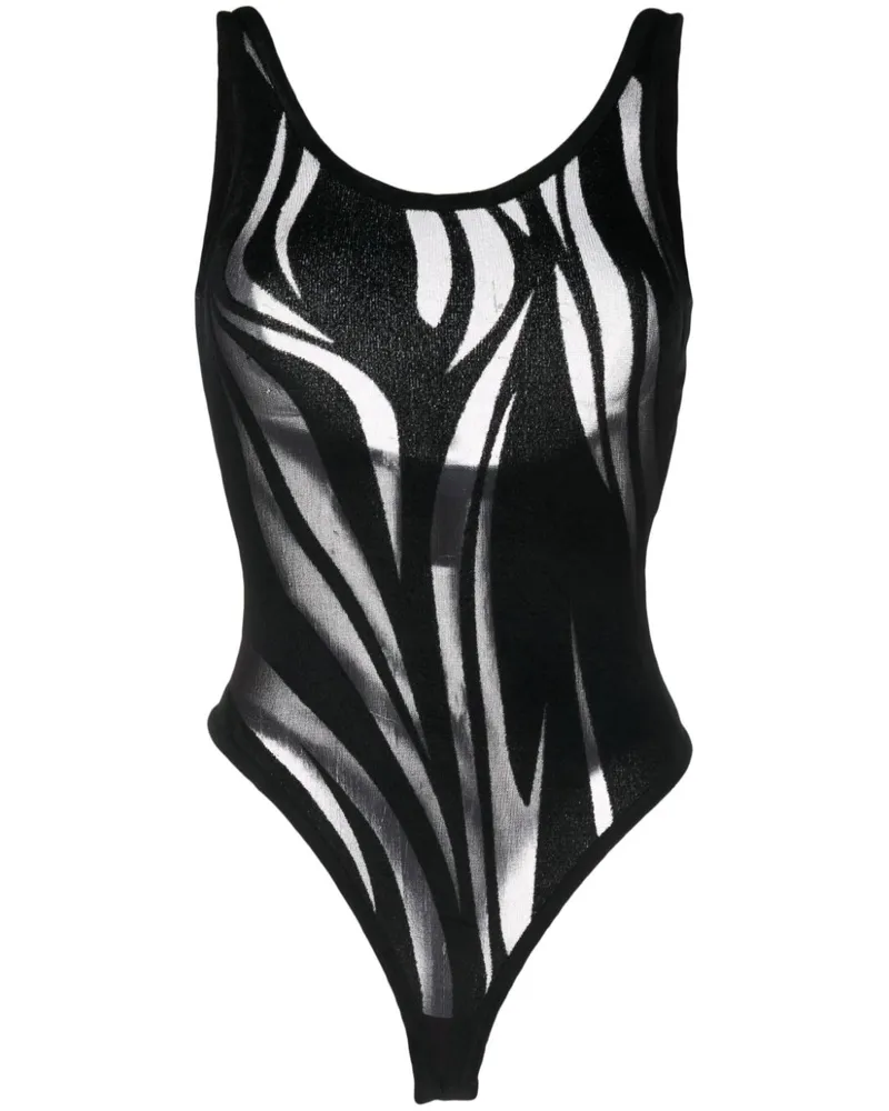 Thierry Mugler Body mit transparentem Muster Schwarz