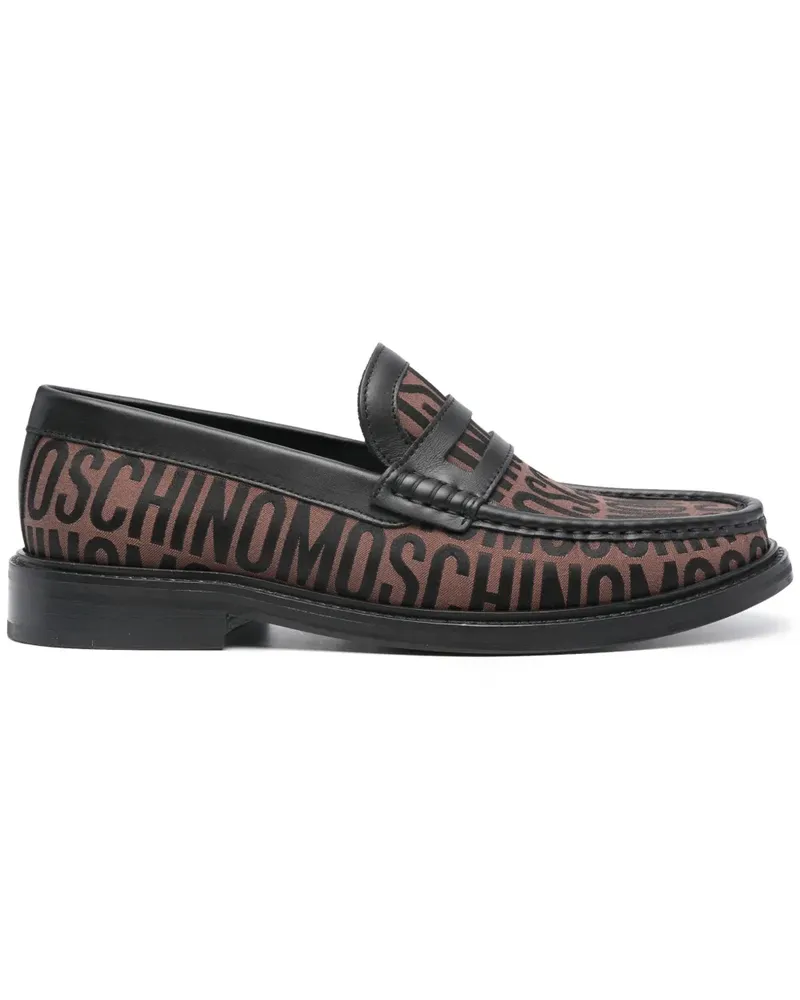 Moschino Canvas-Loafer mit Jacquard-Logo - Braun Braun