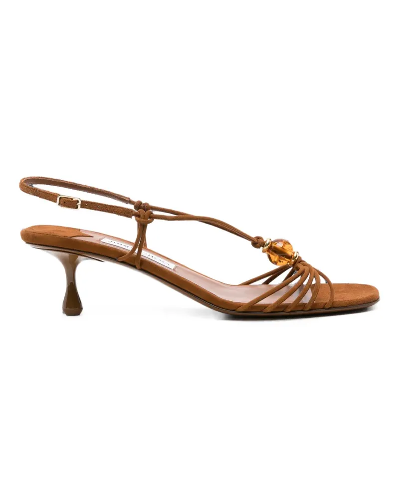 Jimmy Choo Lova bead-embellished suede heeled sandals - Braun Braun