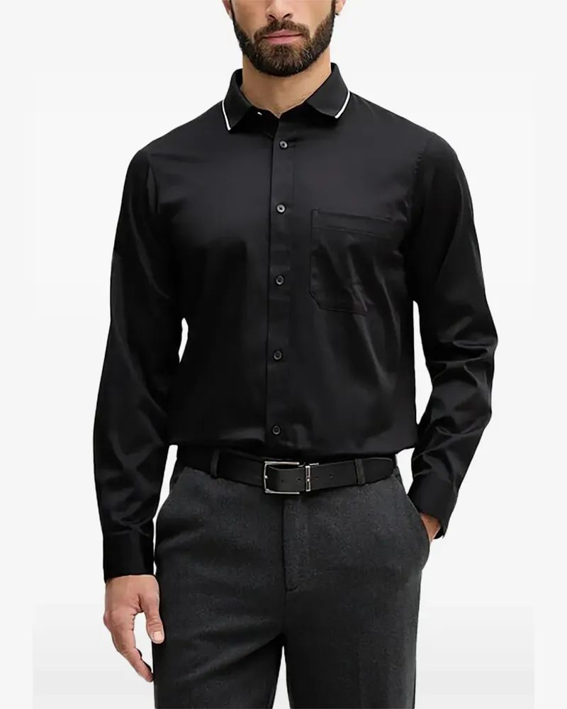 Armani Exchange chest-pocket contrast-collar shirt - Schwarz Schwarz