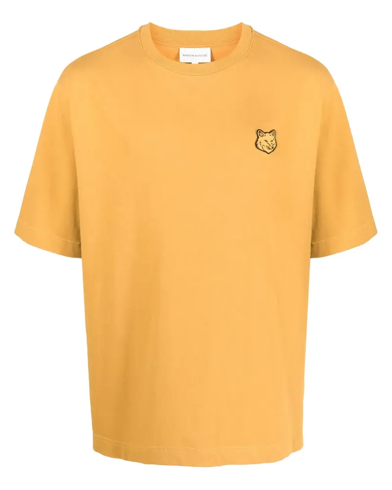 Kitsuné T-Shirt mit Fuchs-Patch - Gelb Gelb