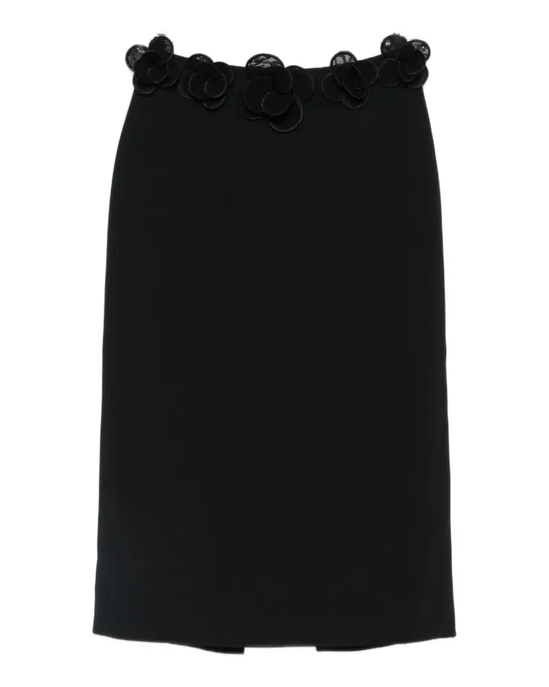 David Koma floral-trim midi skirt - Schwarz Schwarz