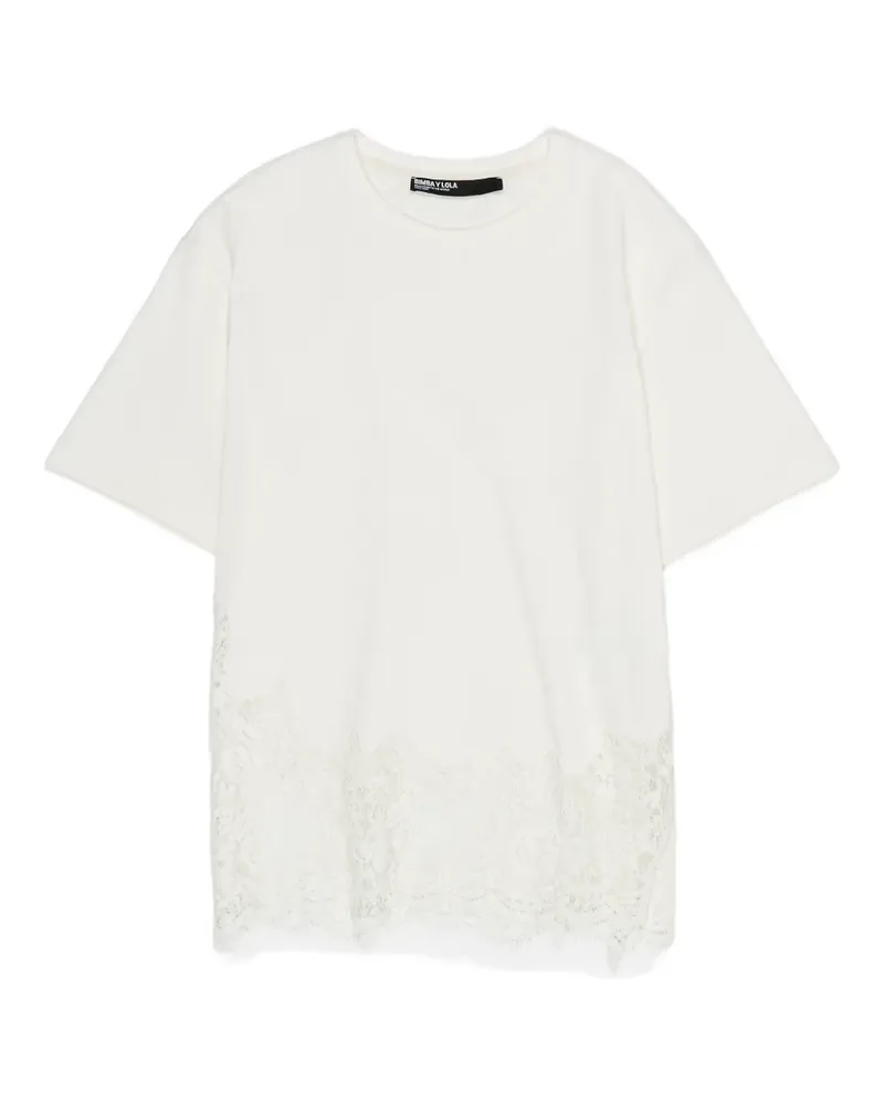 BIMBA Y LOLA T-Shirt mit Spitzenbesatz - Nude Nude