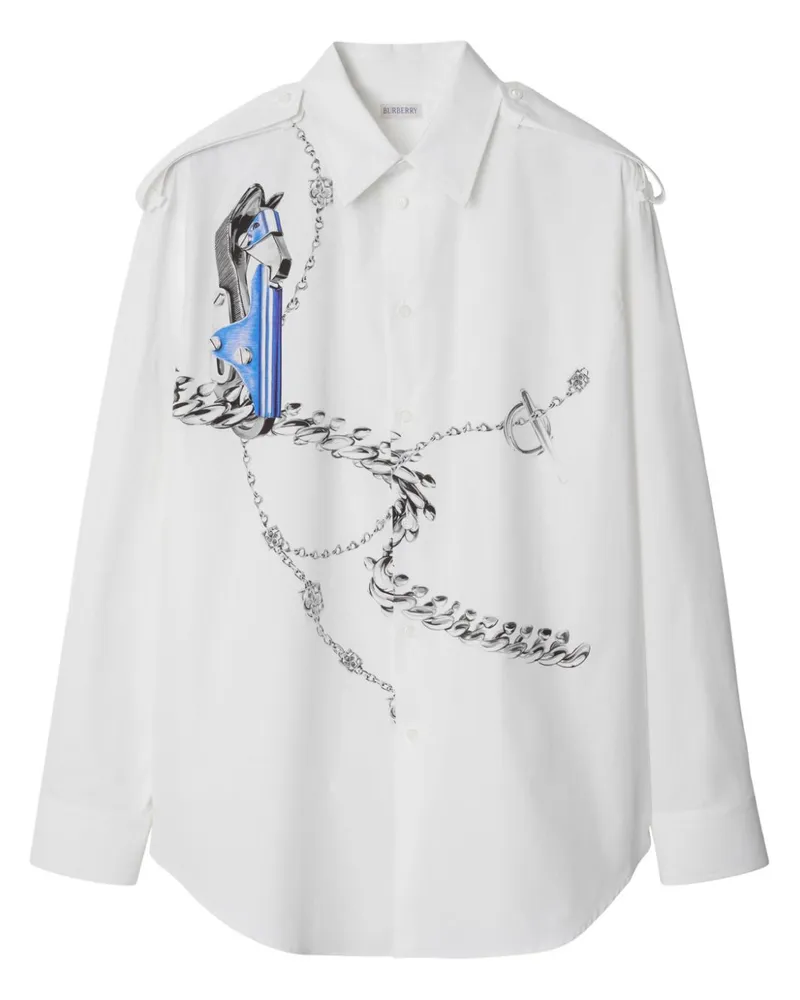 Burberry Hemd mit Knight Hardware-Print - Weiß Weiß