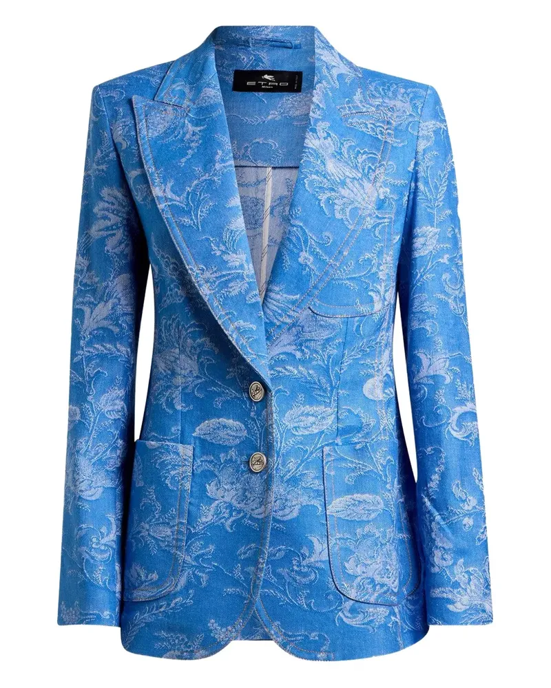 Etro Brokat-Jacke mit Print - Blau Blau