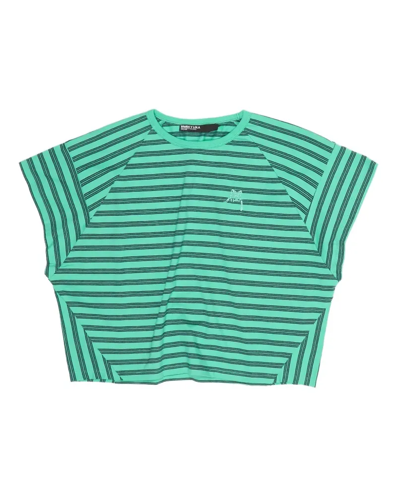 BIMBA Y LOLA Gestreiftes T-Shirt mit Stickerei - Grün Grün