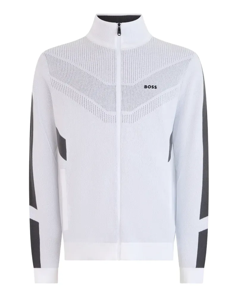 HUGO BOSS zip-up panelled sweater - Weiß Weiß