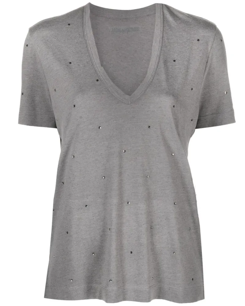 Zadig & Voltaire Wassa rhinestone-embellished T-shirt Grey