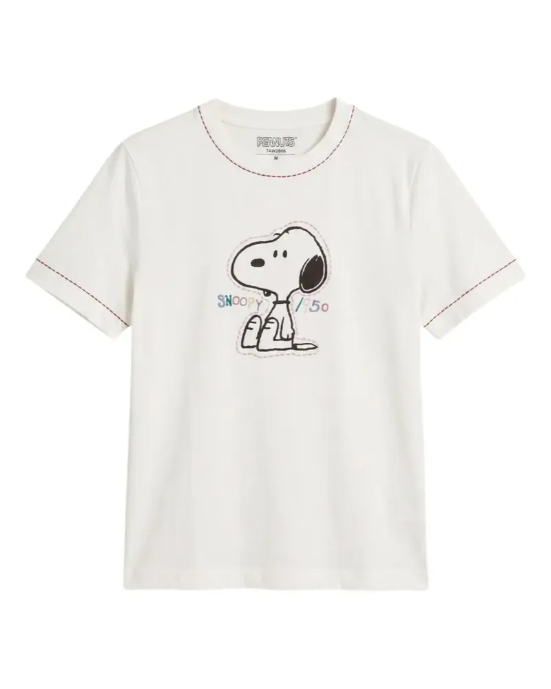 Chinti & Parker T-Shirt mit Snoopy-Stickerei - Weiß Weiß