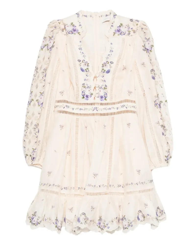 Zimmermann Patience floral-print lace mini dress - Nude Nude