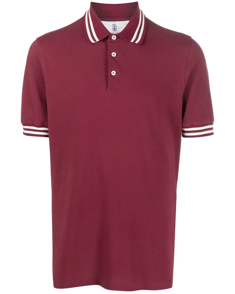 Brunello Cucinelli Poloshirt mit gestreiften Details - Rot Rot