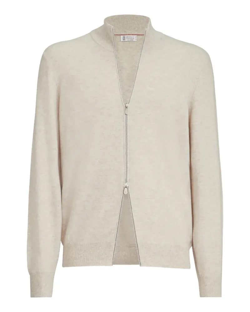Brunello Cucinelli cashmere turtleneck cardigan with zipper - Nude Nude