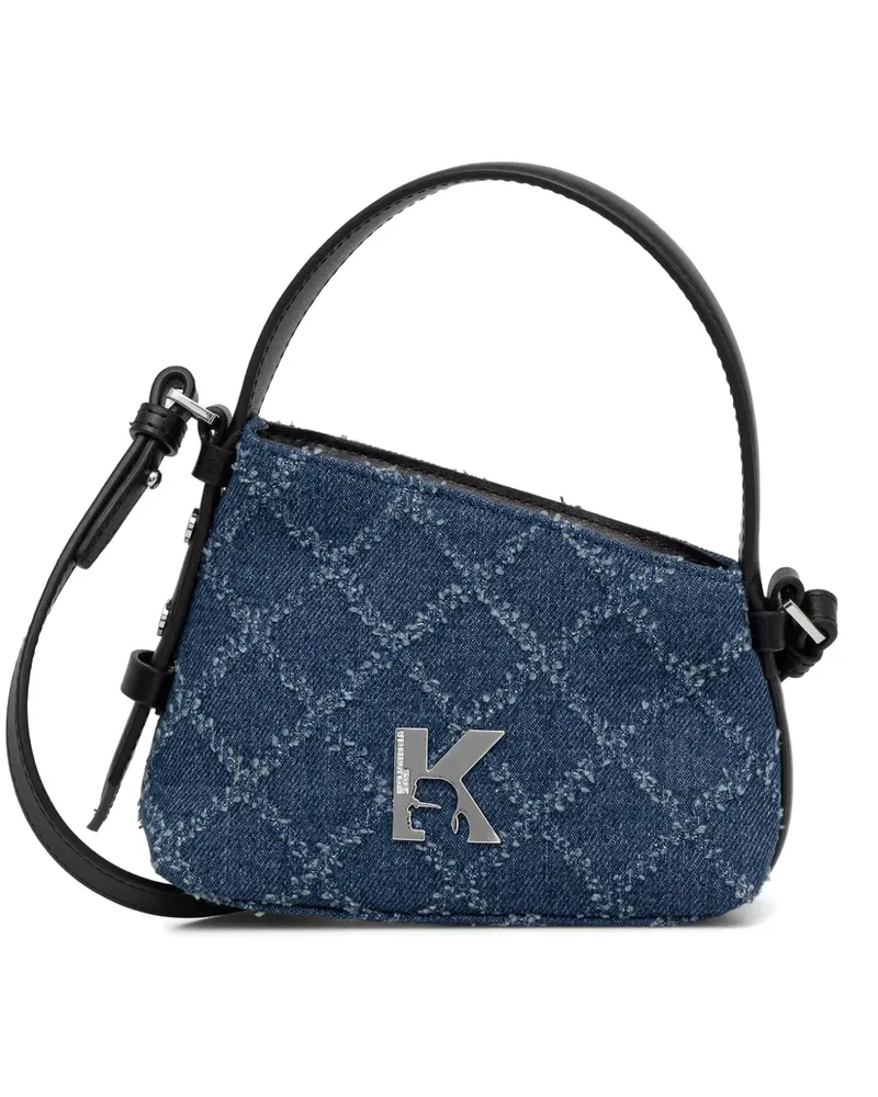 Karl Lagerfeld logo-plaque quilted crossbody bag - Blau Blau