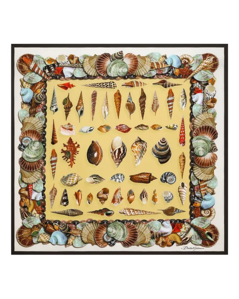 Dolce & Gabbana Seidenschal mit Muschel-Print - Gelb Gelb