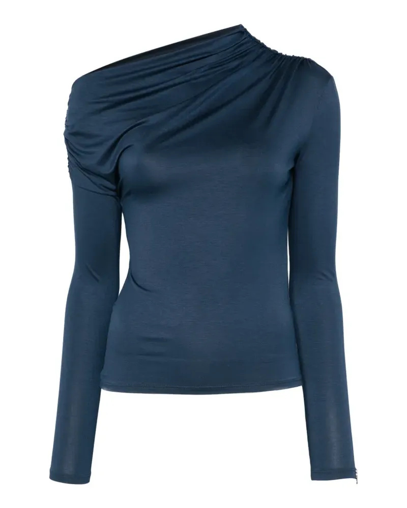 Patrizia Pepe long-sleeve draped top - Blau Blau