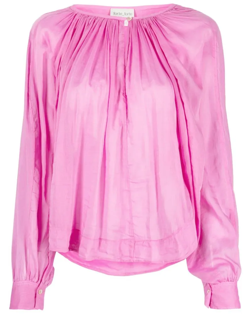 forte_forte Semi-transparente Bluse - Rosa Rosa