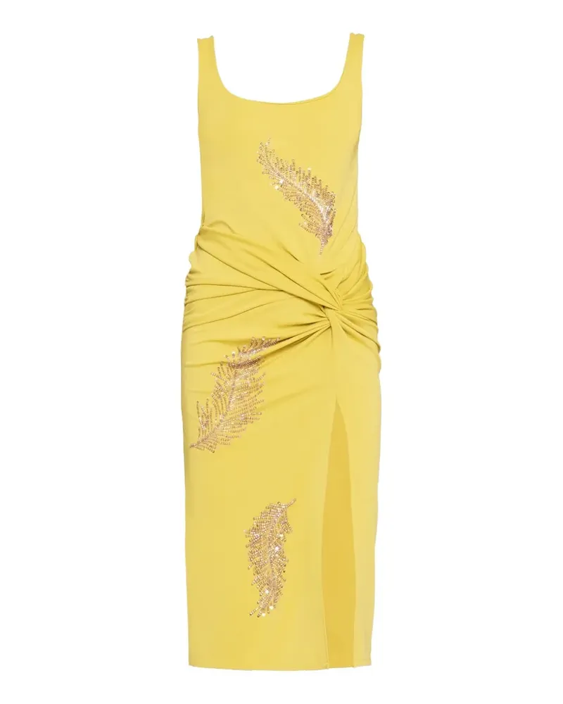 Des Phemmes beaded-feather midi dress - Gelb Gelb
