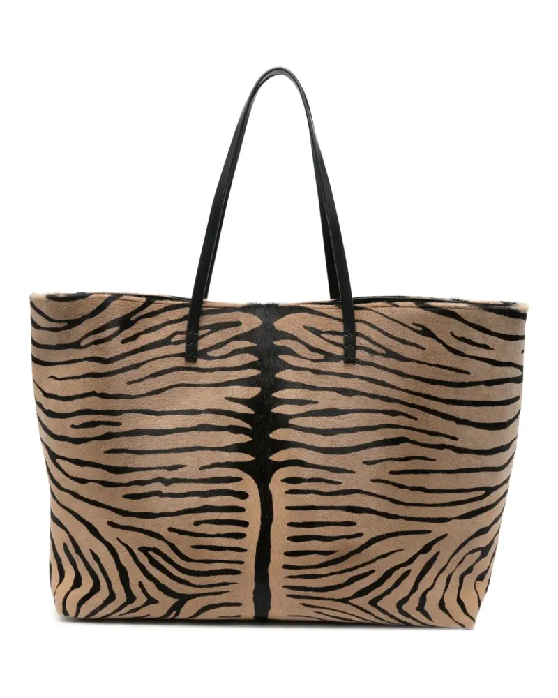 Fendi Mittelgroße Roll Kebir Tote Bag mit Tiger-Print - Nude Nude