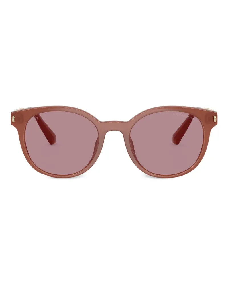 Michael Kors Runde Sonnenbrille mit Logo-Schild - Rot Rot