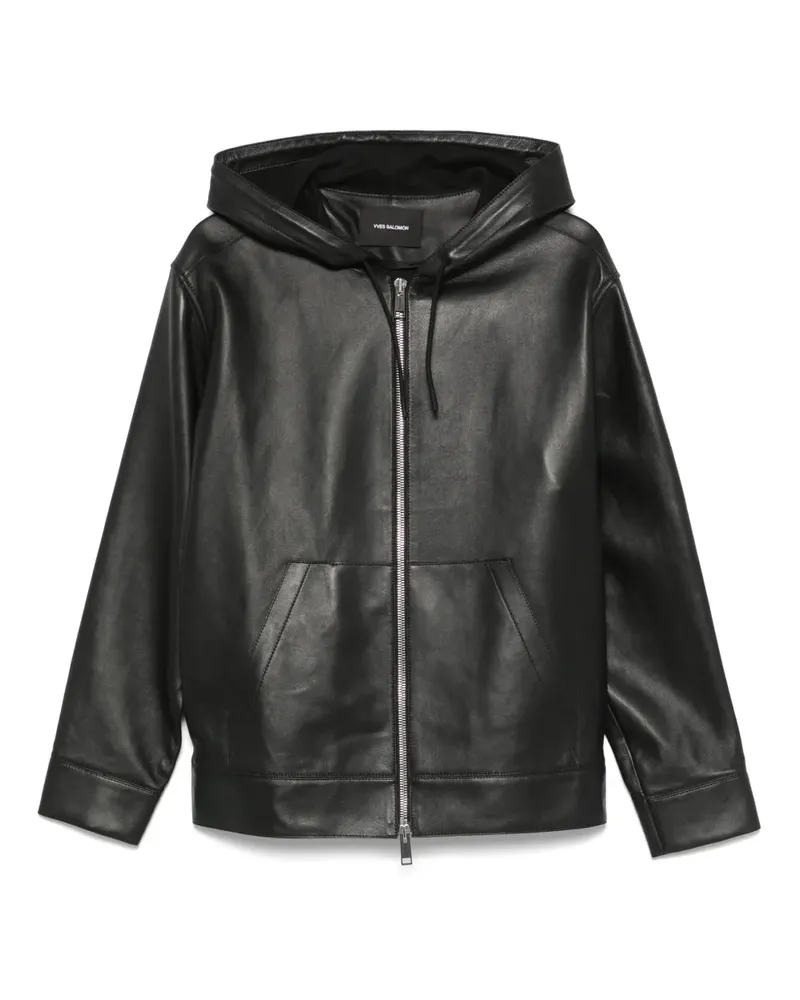 Yves Salomon Klassische Lederjacke - Schwarz Schwarz