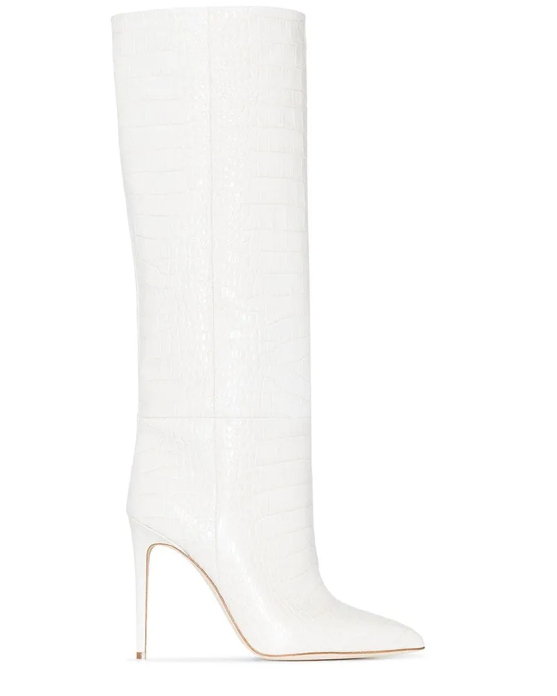 Paris Texas Kniehohe Stiefel mit Kroko-Effekt 105mm - Nude Nude