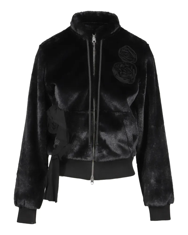 OPEN YY Jacke mit Blumenapplikation - Schwarz Schwarz