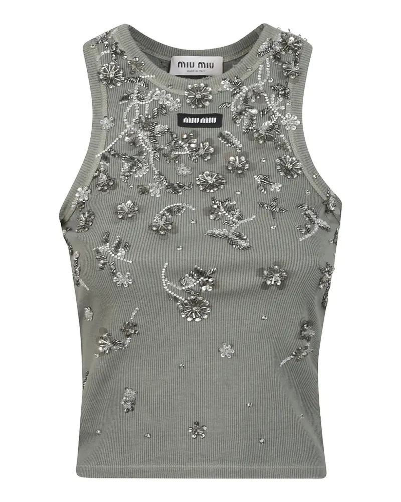 Miu Miu sequin-embellished ribbed top - Grau Grau