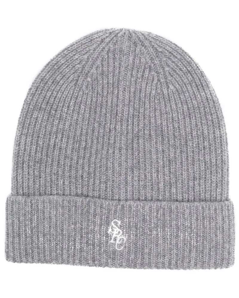 SPORTY & RICH Beanie mit Logo - Grau Grau