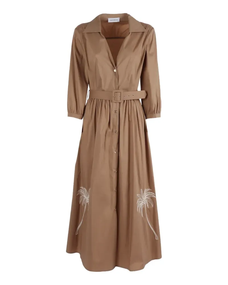 SHIRTAPORTER embroidered belted dress - Nude Nude