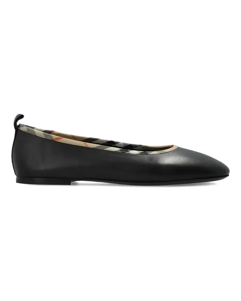 Burberry Robin check-trim leather ballet flats - Schwarz Schwarz