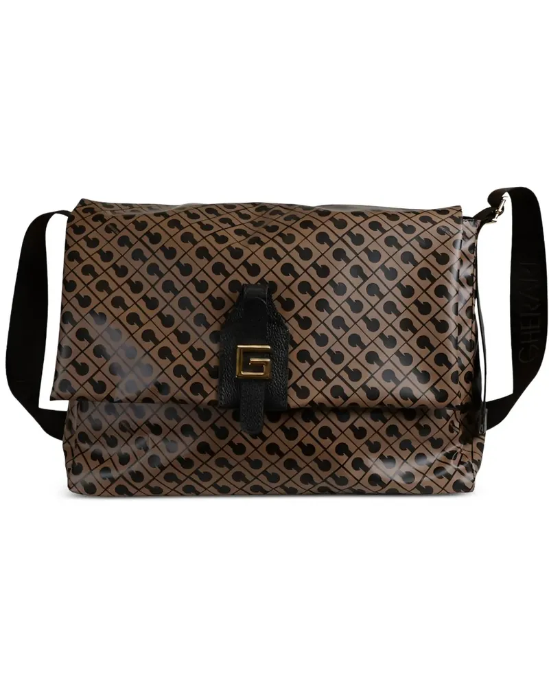 Gherardini Große Softy Schultertasche mit Logo-Print - Braun Braun