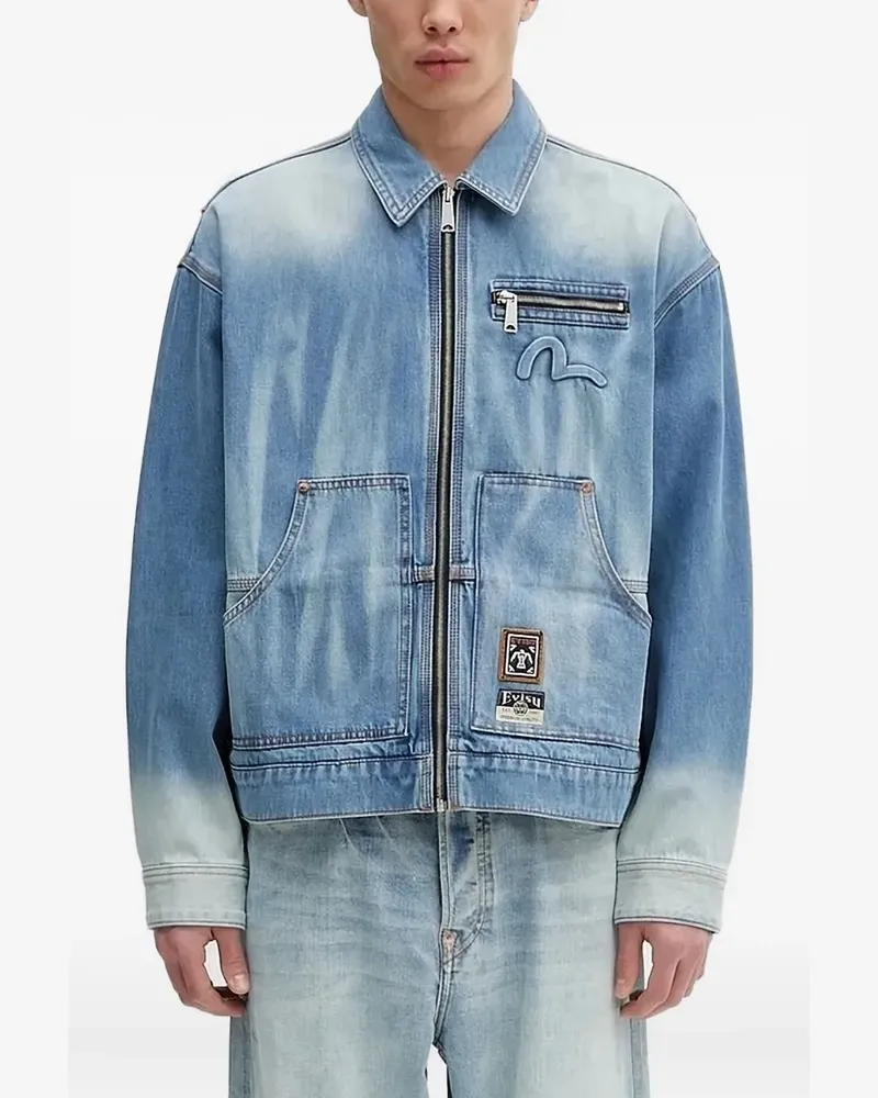 Evisu Jeansjacke mit Logo-Prägung - Blau Blau