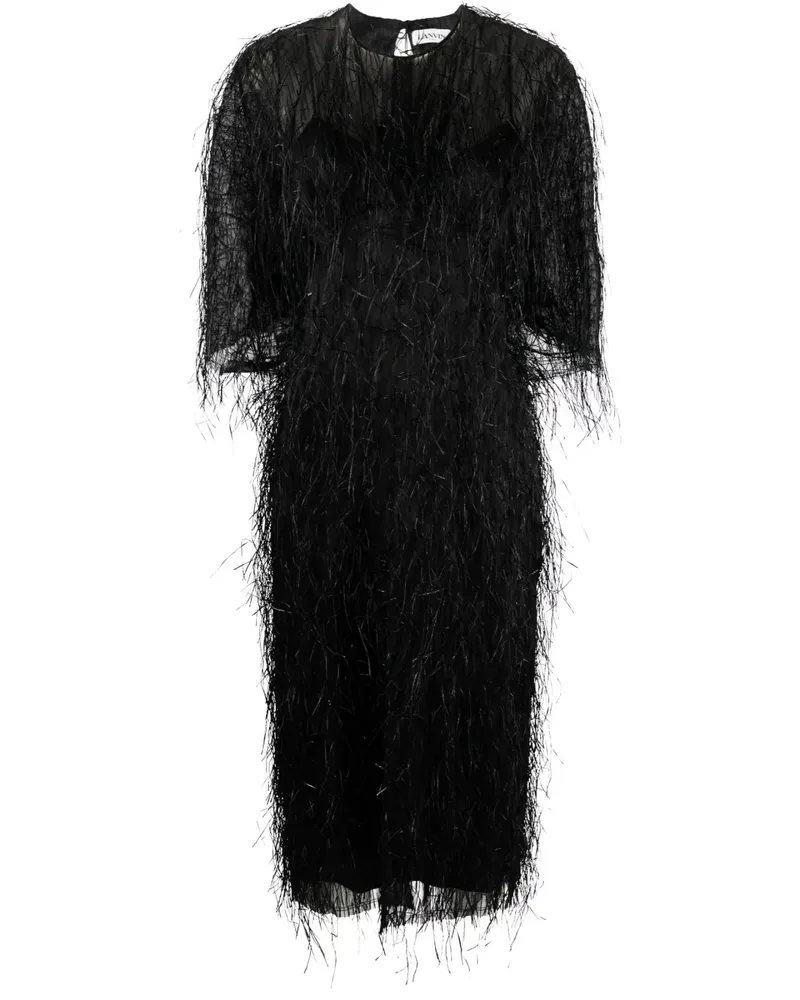 Lanvin Midikleid mit Fransen - Schwarz Schwarz