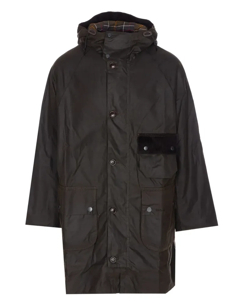Barbour hooded logo-sleeve coat - Grün Grün