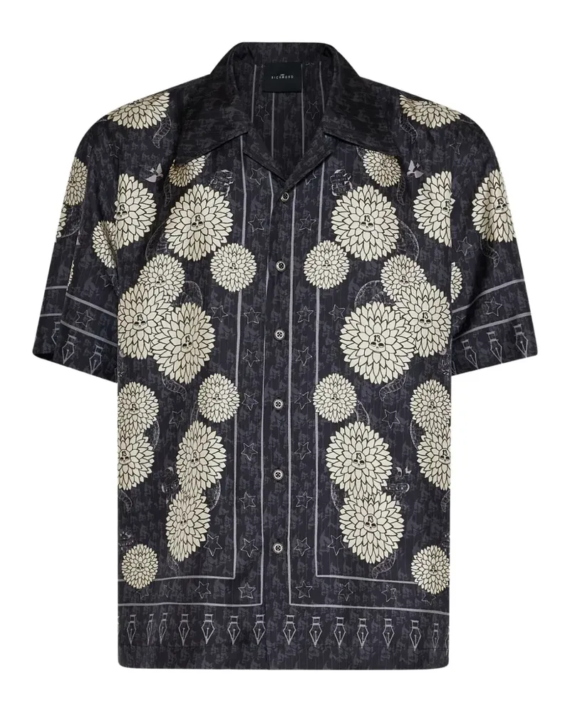 John Richmond Hemd mit Blumen-Print - Schwarz Schwarz