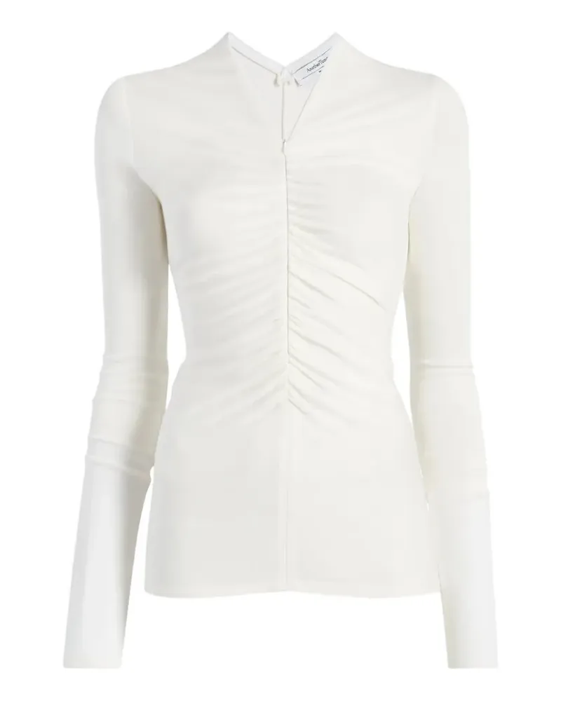 Another Tomorrow V-neck blouse - Weiß Weiß