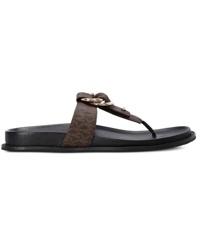 Michael Kors Flache Sandalen mit Logo-Monogramm - Schwarz Schwarz