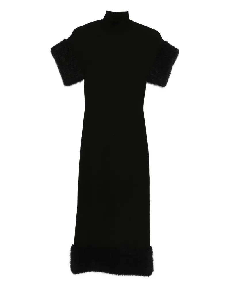 Moschino Rollkragen-Midikleid mit Faux-Fur-Besatz - Schwarz Schwarz