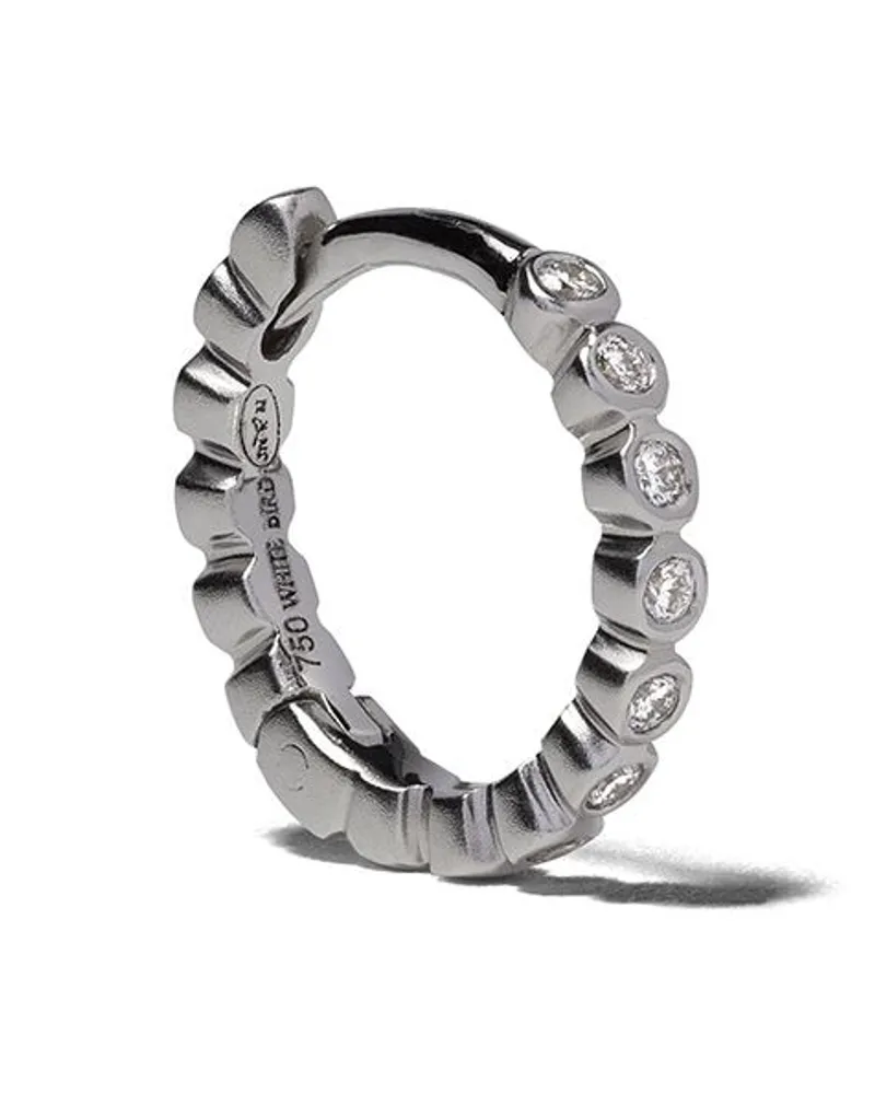WHITE BIRD 18kt Goldcreole mit einem Diamanten - Silber Silber