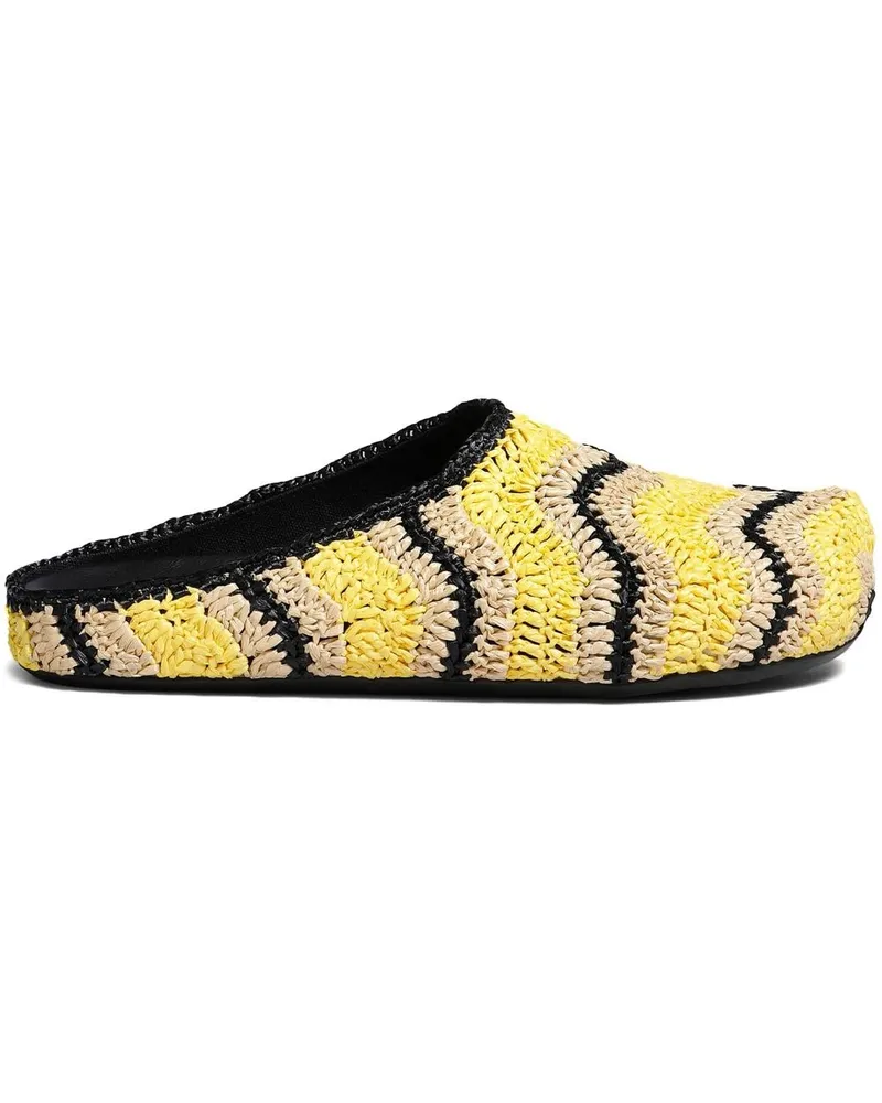Marni Fussbett Sabot Slipper aus Bast - Gelb Gelb