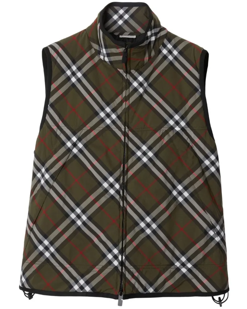Burberry Wattierte Weste mit Check - Grün Grün