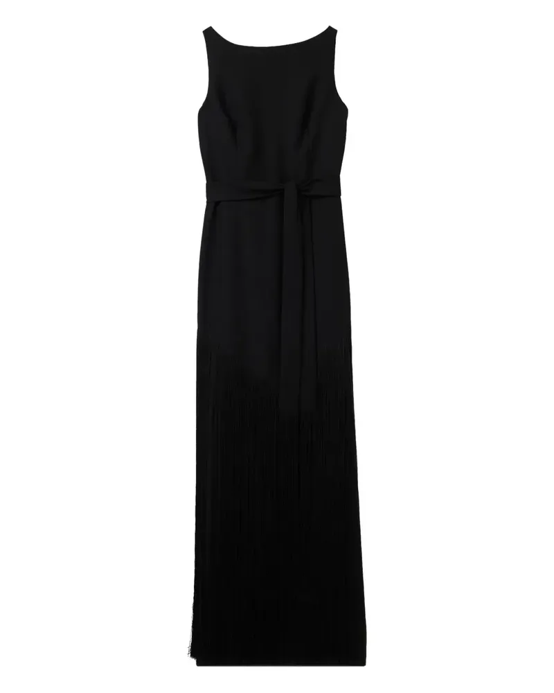 ST. JOHN Abendkleid mit Fransen - Schwarz Schwarz