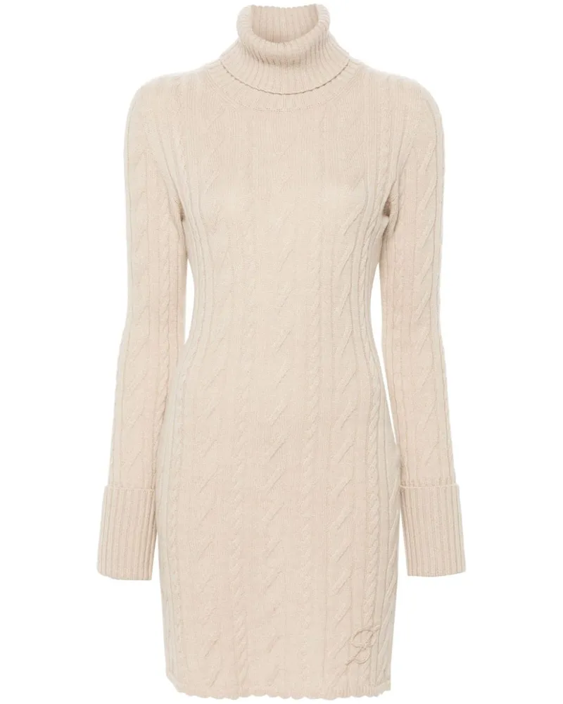 Blumarine Rollkragenpullover mit Zopfmuster Nude